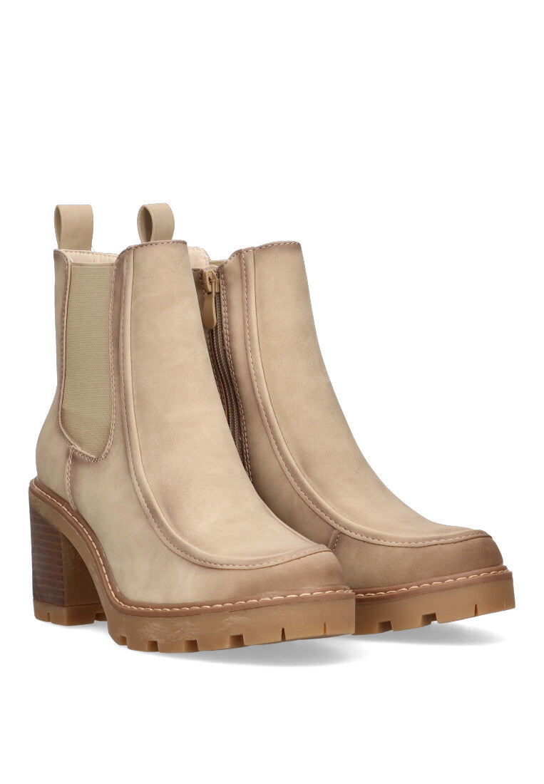 BOTIN ELASTICO BURDEOS 03 BEIGE MUJER TACON MEDIO