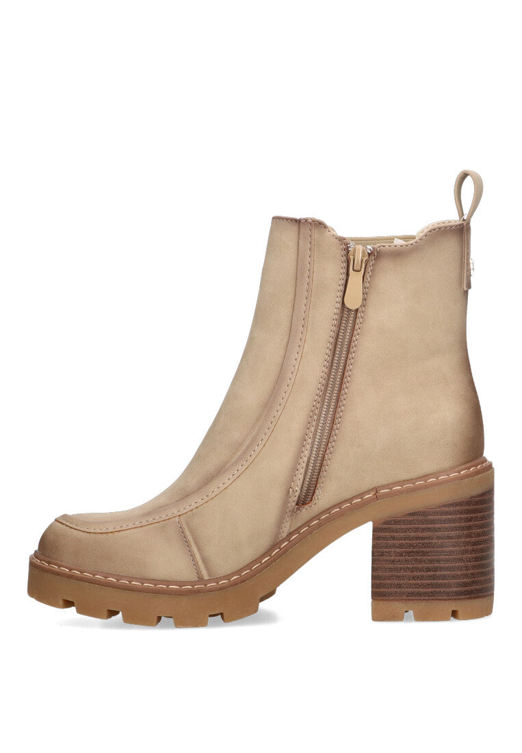 BOTIN ELASTICO BURDEOS 03 BEIGE MUJER TACON MEDIO