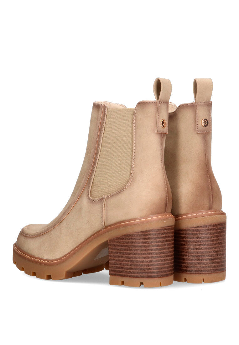 BOTIN ELASTICO BURDEOS 03 BEIGE MUJER TACON MEDIO