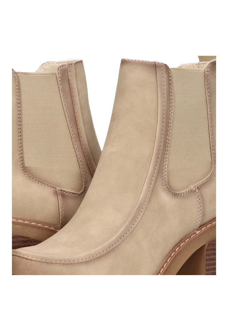 BOTIN ELASTICO BURDEOS 03 BEIGE MUJER TACON MEDIO