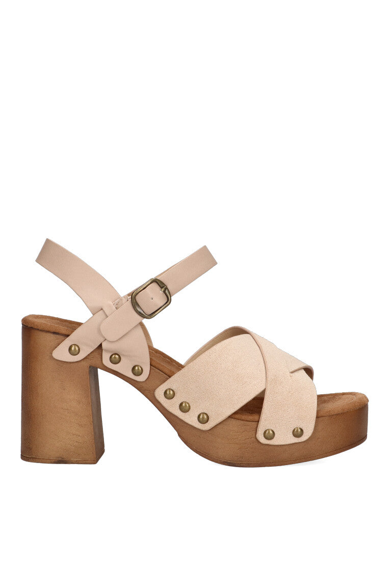 SANDALIA TACON EFECTO MADERA ETIKA VERODAL COLOR BEIGE PARA MUJER