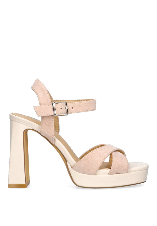 SANDALIA CRUZADA ANTELINA ETIKA SANT ELM COLOR BEIGE PARA MUJER TACoN ALTO