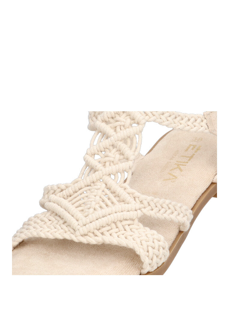 SANDALIA CROCHET PLANA 10021 SERRADAL COLOR BEIGE PARA MUJER