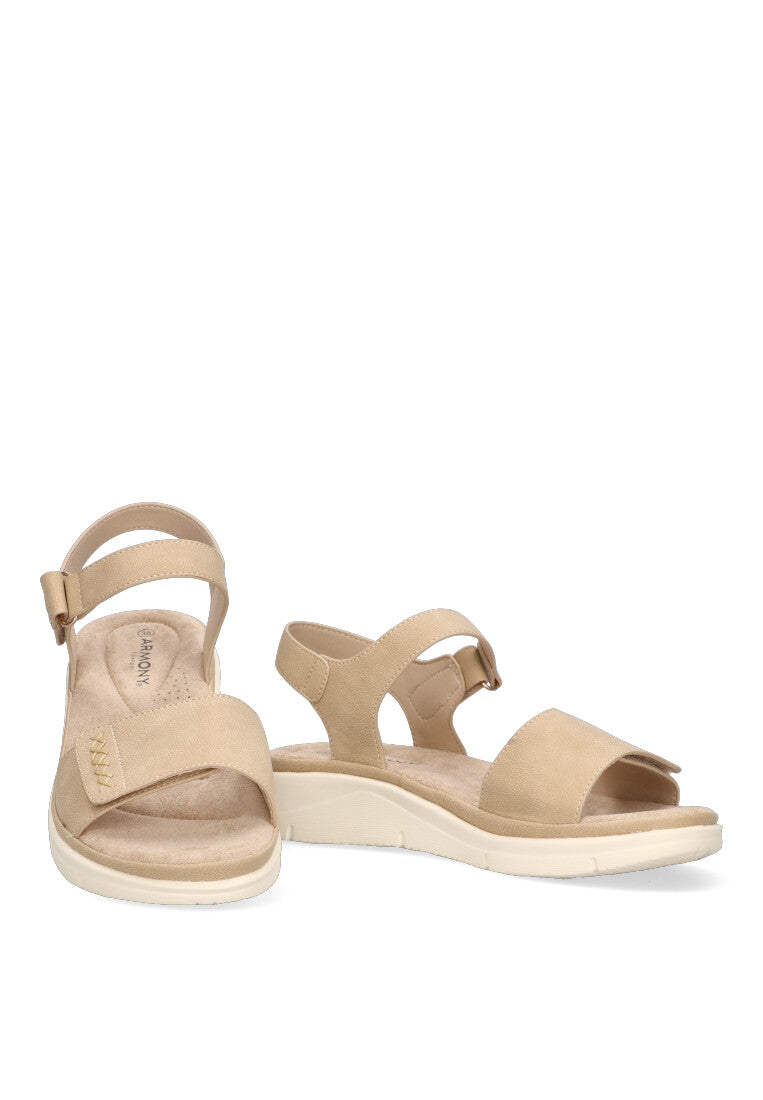 SANDALIA COSTURAS VELCRO ARMONY 41009 TEGUISE COLOR TAUPE MUJER