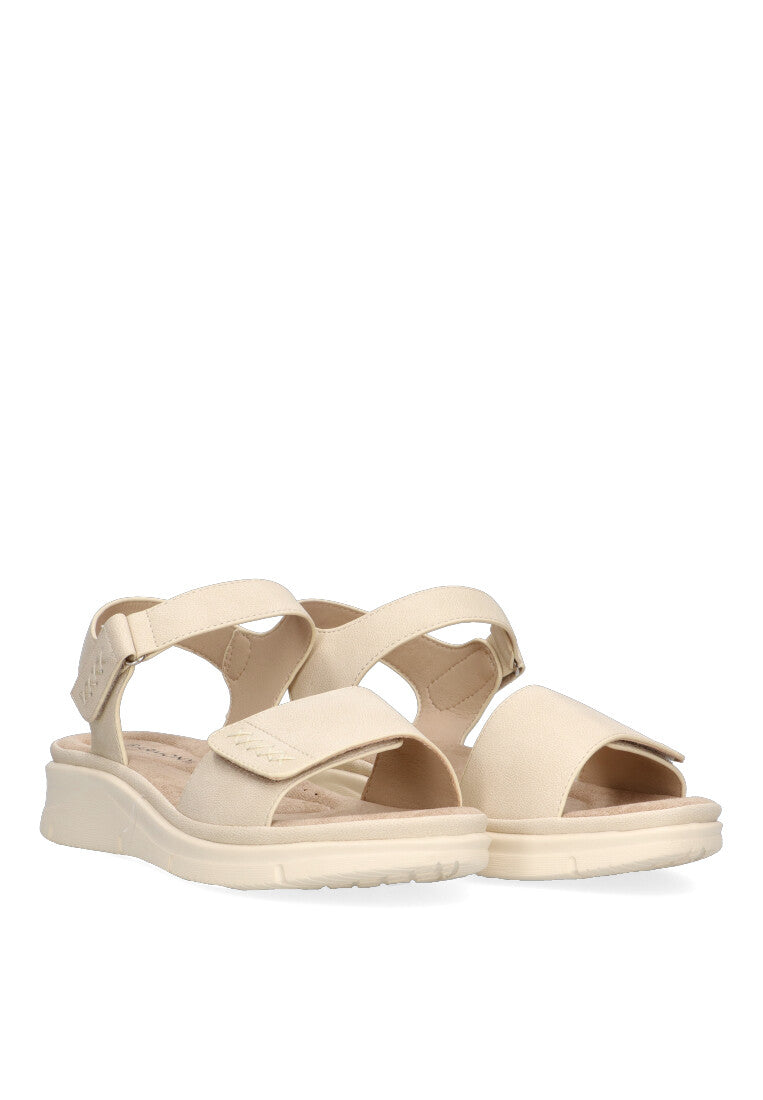 SANDALIA COSTURAS VELCRO ARMONY 41009 TEGUISE COLOR BEIGE MUJER