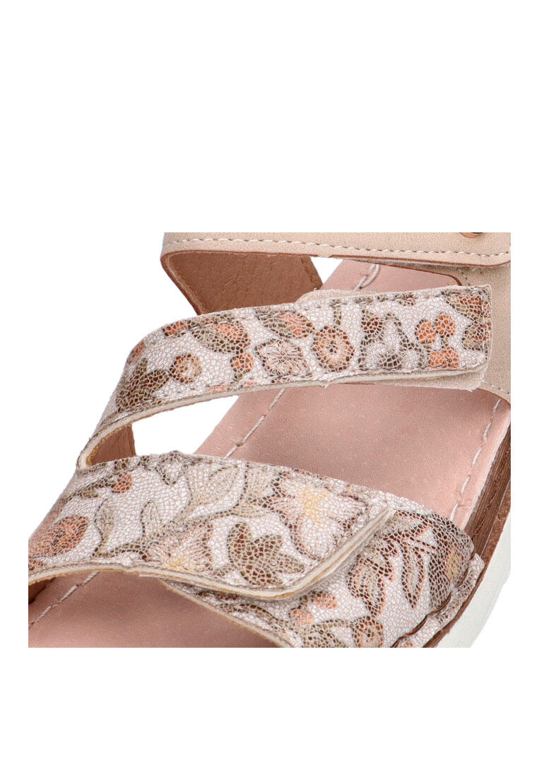 SANDALIA CONFORT PATRON FLORAL ARMONY ROSETO 41023 MUJER BEIGE