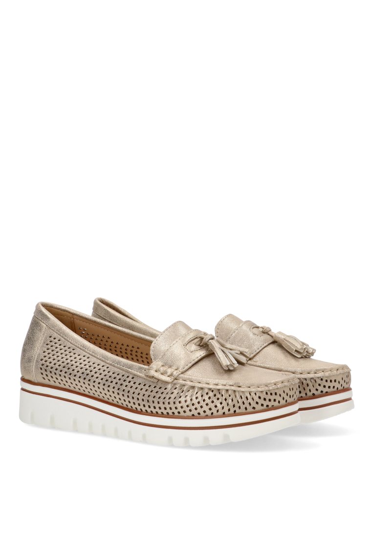 MOCASINES CALADOS CON BORLAS 68004 ARMONY MUJER ORO