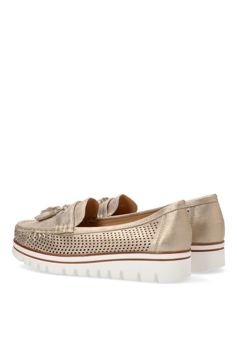 MOCASINES CALADOS CON BORLAS 68004 ARMONY MUJER ORO