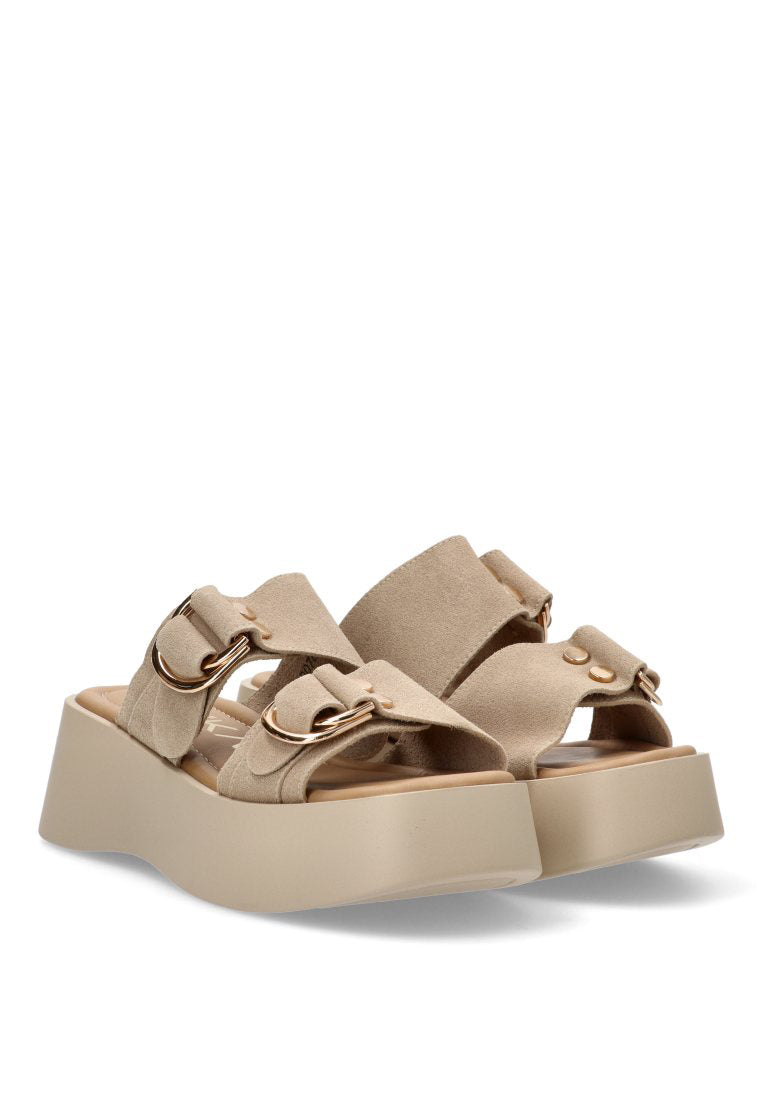 SANDALIA HEBILLA DORADA BIANCA 10078 ETIKA MUJER TAUPE