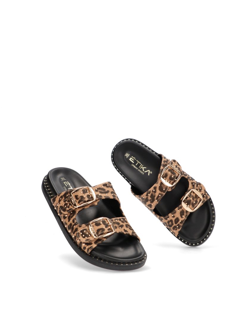 SANDALIA DE TACHAS YAROS 10072 ETIKA MUJER LEOPARDO