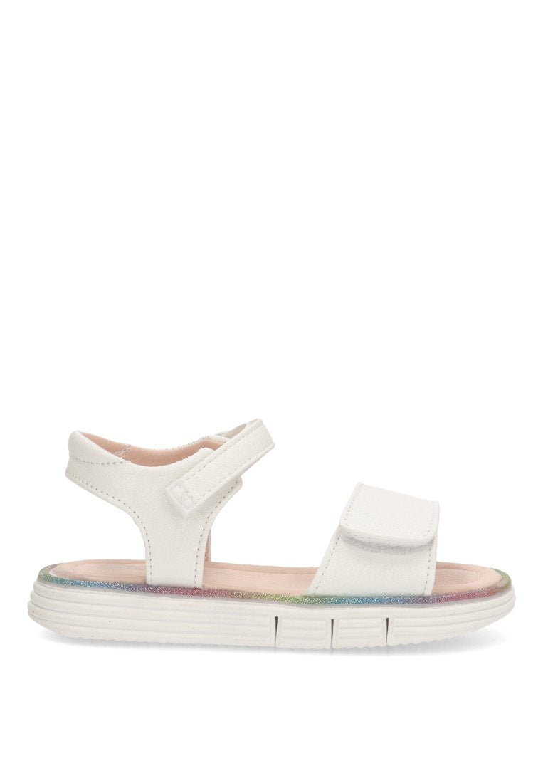 SANDALIA PLANA FILO MULTICOLOR URQUES 13720 ETIKA NIyA BLANCO