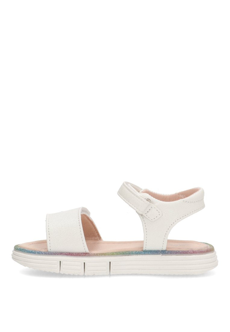 SANDALIA PLANA FILO MULTICOLOR URQUES 13720 ETIKA NIyA BLANCO