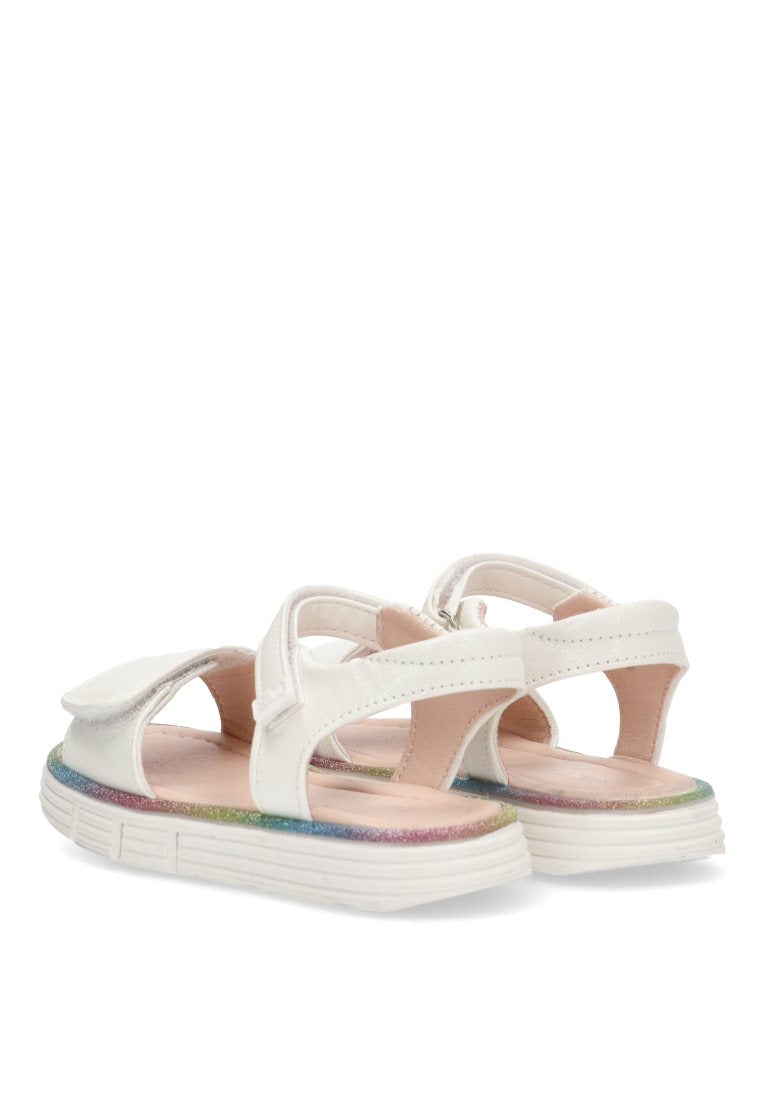SANDALIA PLANA FILO MULTICOLOR URQUES 13720 ETIKA NIyA BLANCO