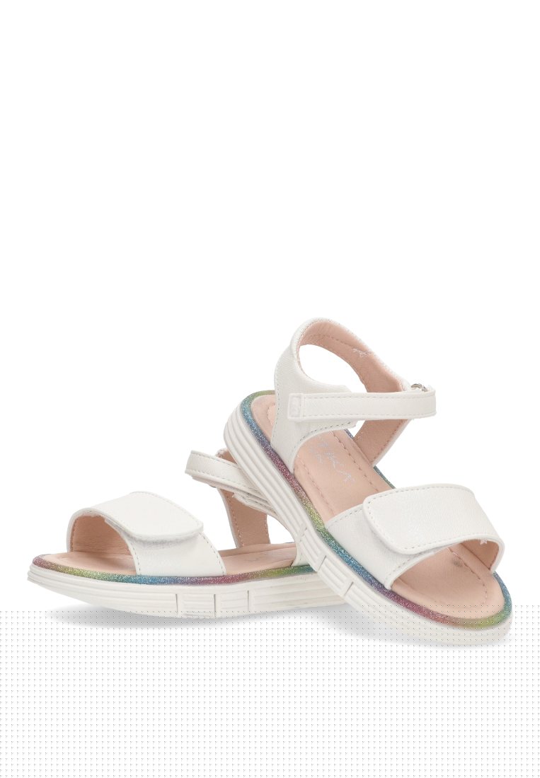 SANDALIA PLANA FILO MULTICOLOR URQUES 13720 ETIKA NIyA BLANCO
