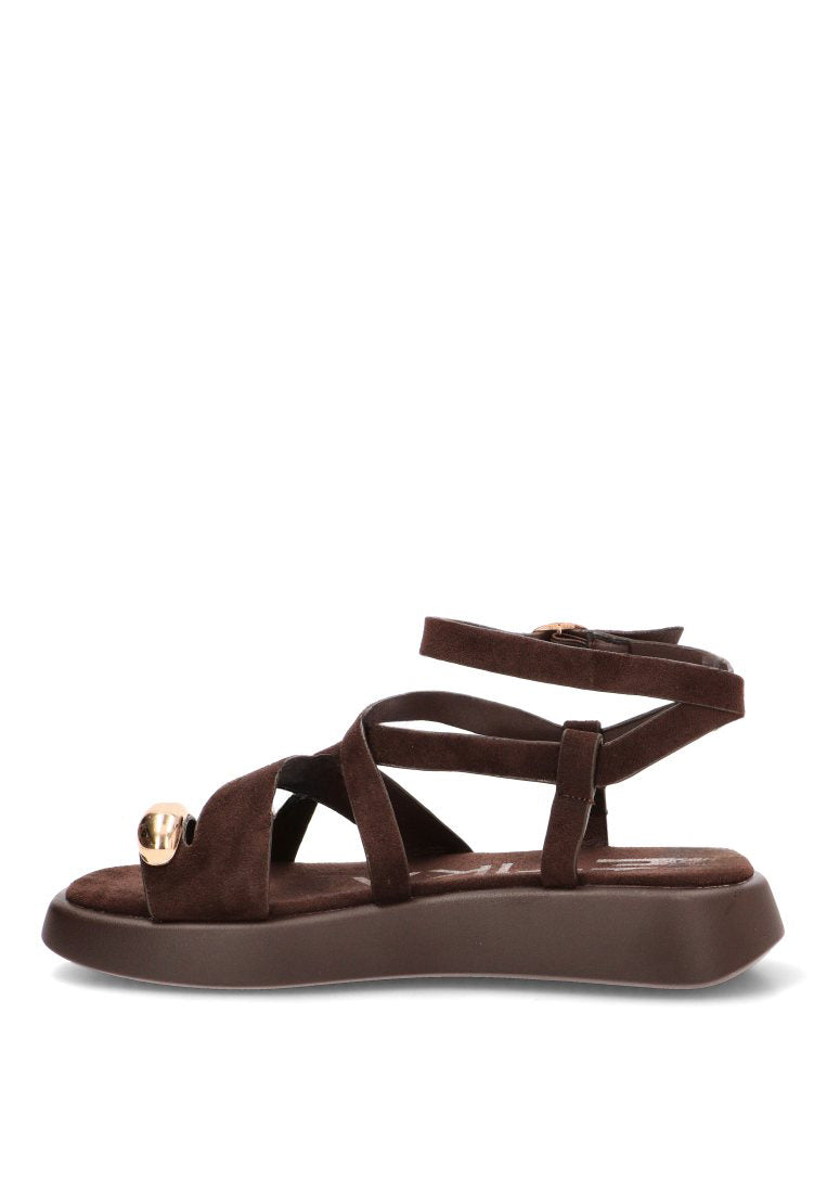SANDALIA APLIQUE DORADO GROTTAZZURRA 10143 ETIKA MUJER CHOCOLATE
