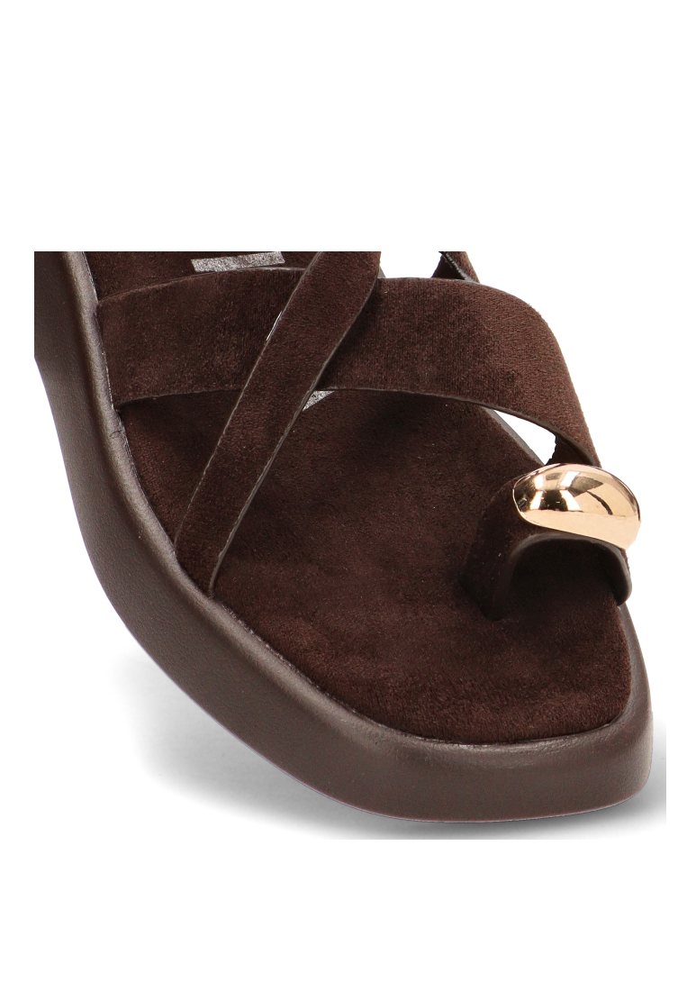 SANDALIA APLIQUE DORADO GROTTAZZURRA 10143 ETIKA MUJER CHOCOLATE