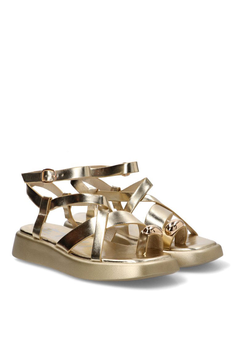 SANDALIA APLIQUE DORADO ORO GROTTAZZURRA 10143 ETIKA MUJER ORO
