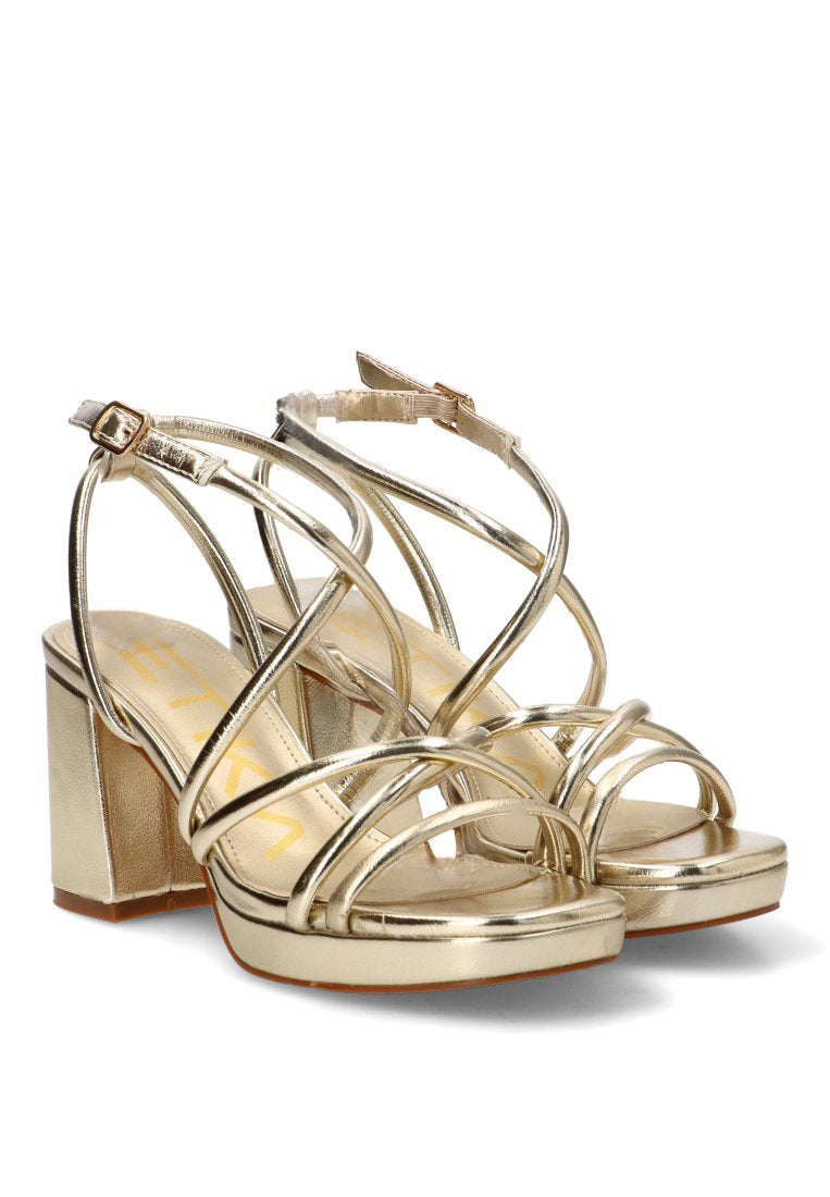 SANDALIA TACoN TIRAS MURADA 01 90018 ETIKA MUJER ORO