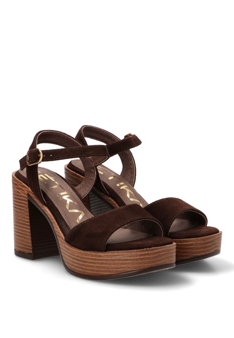 SANDALIA TACoN MADERA MUJER ELIA 30041 ETIKA MUJER CHOCOLATE
