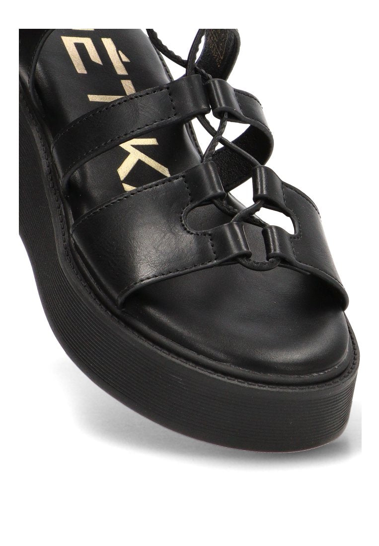 SANDALIA DOBLE SUELA CORDONES MANDARINA 01 10169 ETIKA MUJER NEGRO