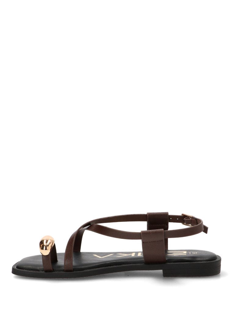 SANDALIAS APLIQUE DORADO MARINAPICCOLA 10099 ETIKA MUJER MARRoN