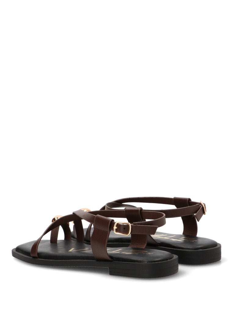 SANDALIAS APLIQUE DORADO MARINAPICCOLA 10099 ETIKA MUJER MARRoN
