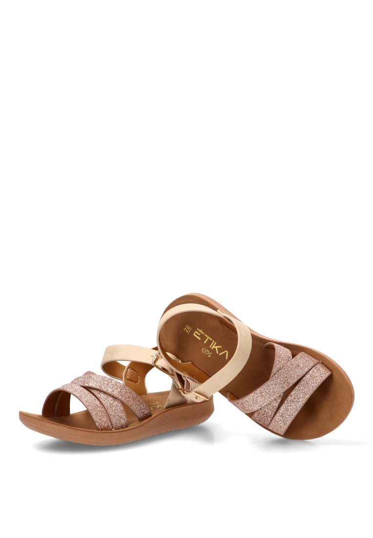 SANDALIA NIyA TIRAS MERCHIA 13736 ETIKA NIyA ORO ROSA