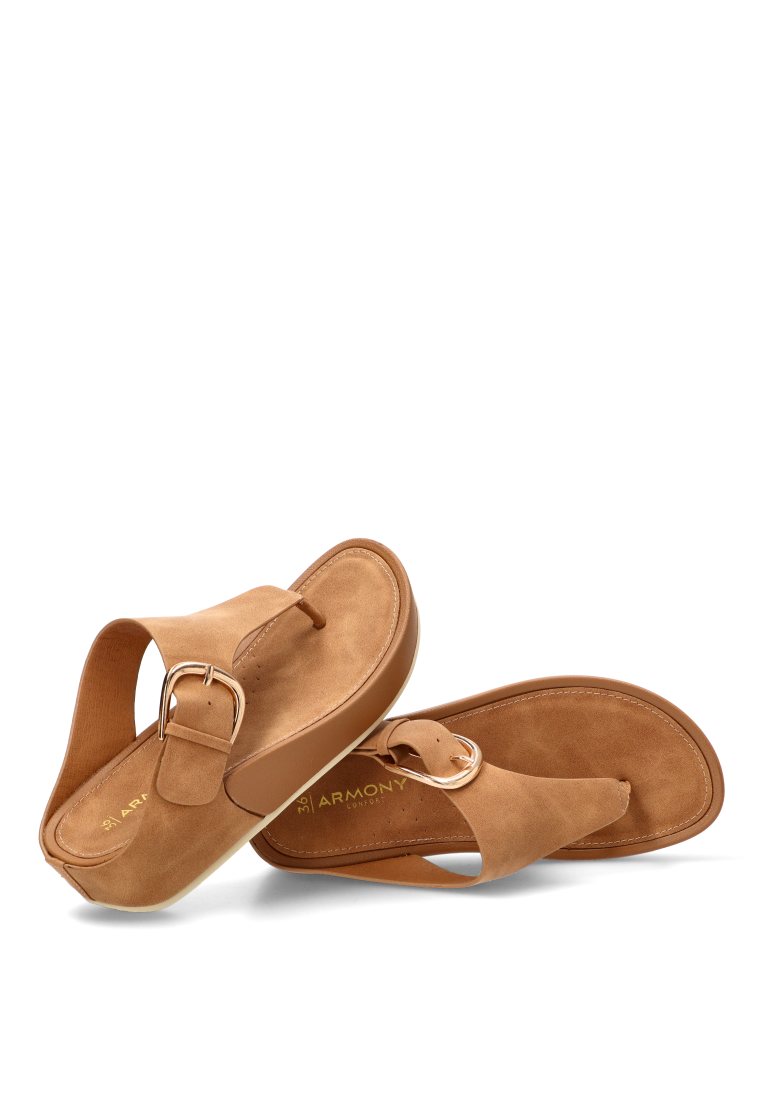 SANDALIA DE DEDO CONFORT HEBILLA SEASIDE 01 10088 ARMONY MUJER CAMEL