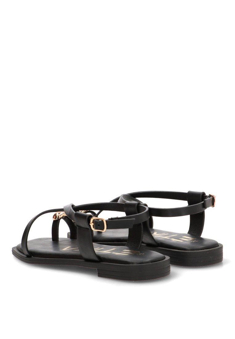 SANDALIAS APLIQUE DORADO MARINAPICCOLA 10099 ETIKA MUJER NEGRO