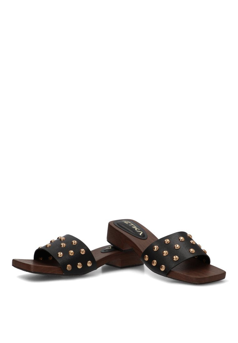 SANDALIA MADERA TACHUELAS KALORIS 30031 ETIKA MUJER NEGRO