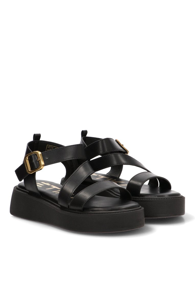 SANDALIA DOBLE SUELA MANDARINA 10168 ETIKA MUJER NEGRO