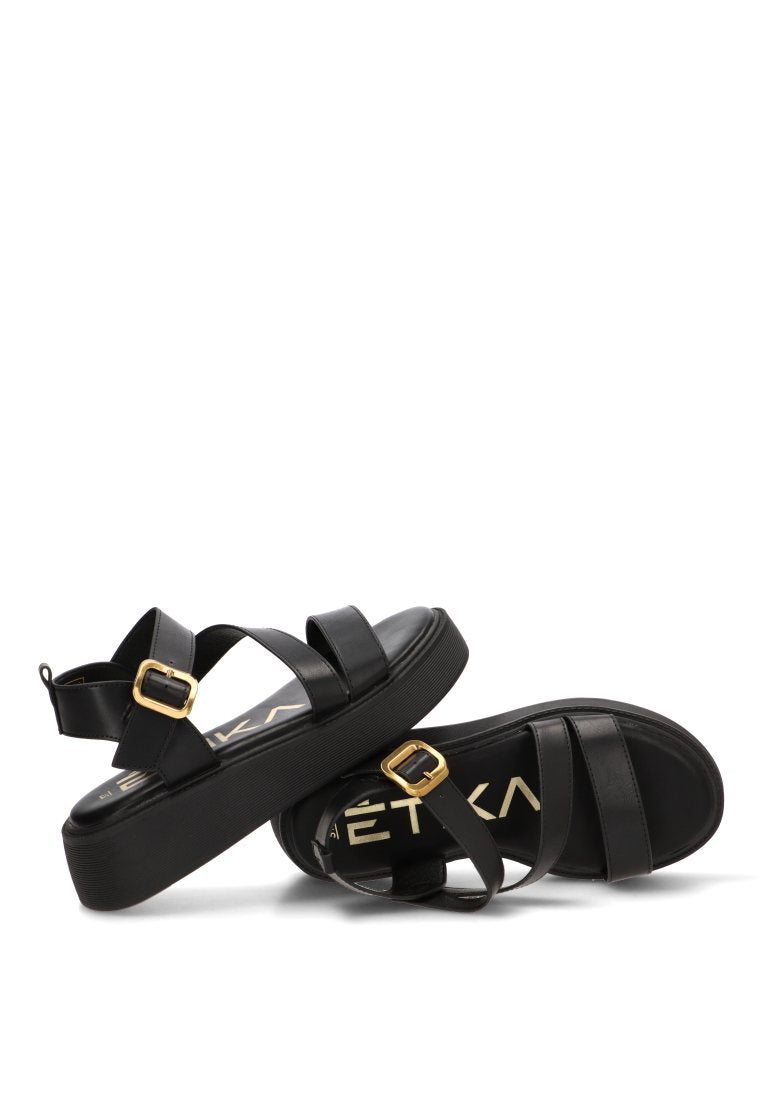 SANDALIA DOBLE SUELA MANDARINA 10168 ETIKA MUJER NEGRO