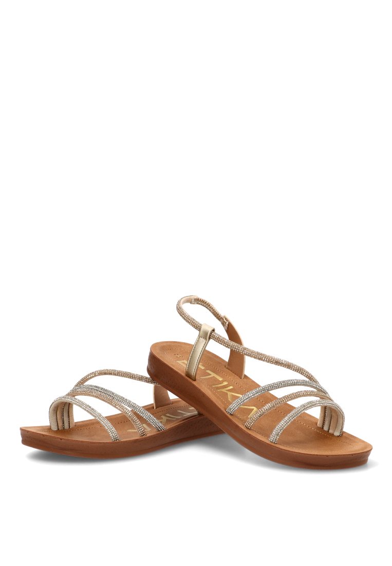 SANDALIAS TIRAS BRILLO CARRAS 10158 ETIKA MUJER MULTIORO