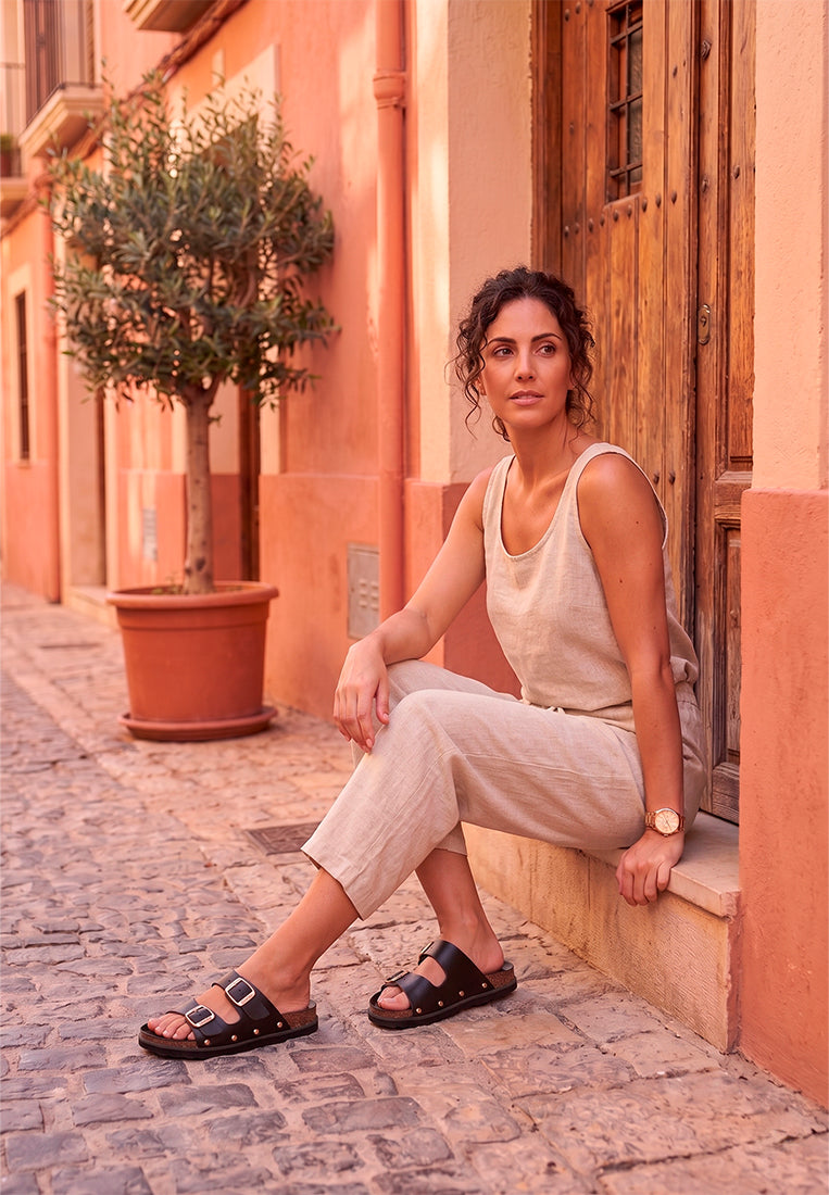 SANDALIA BIO HEBILAS MONTESOLARO 10096 ETIKA MUJER NEGRO