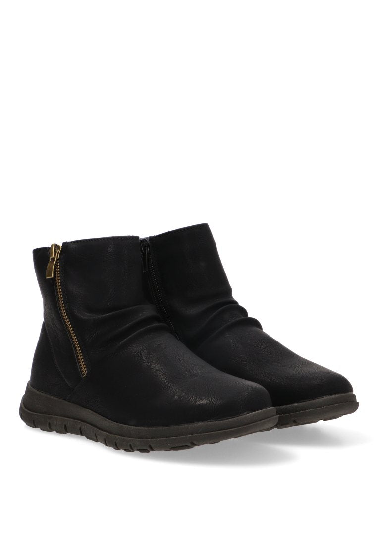 BOTIN FRUNCIDO CREMALLERA FLORAL 30051 ARMONY MUJER NEGRO