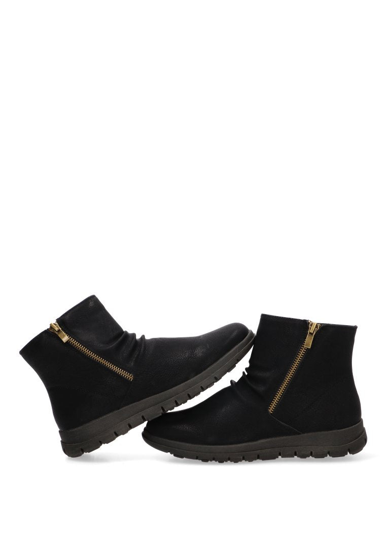 BOTIN FRUNCIDO CREMALLERA FLORAL 30051 ARMONY MUJER NEGRO