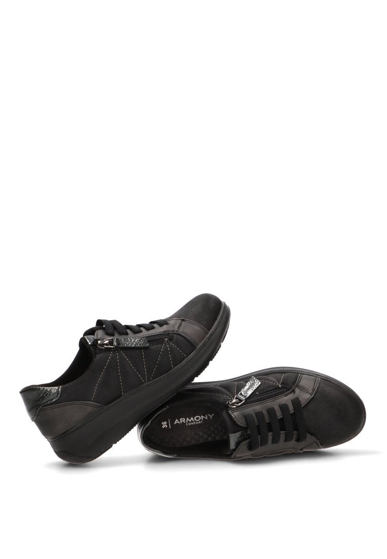 MOCASINES CREMALLERA RELIEVE AURA 60014 ARMONY MUJER NEGRO