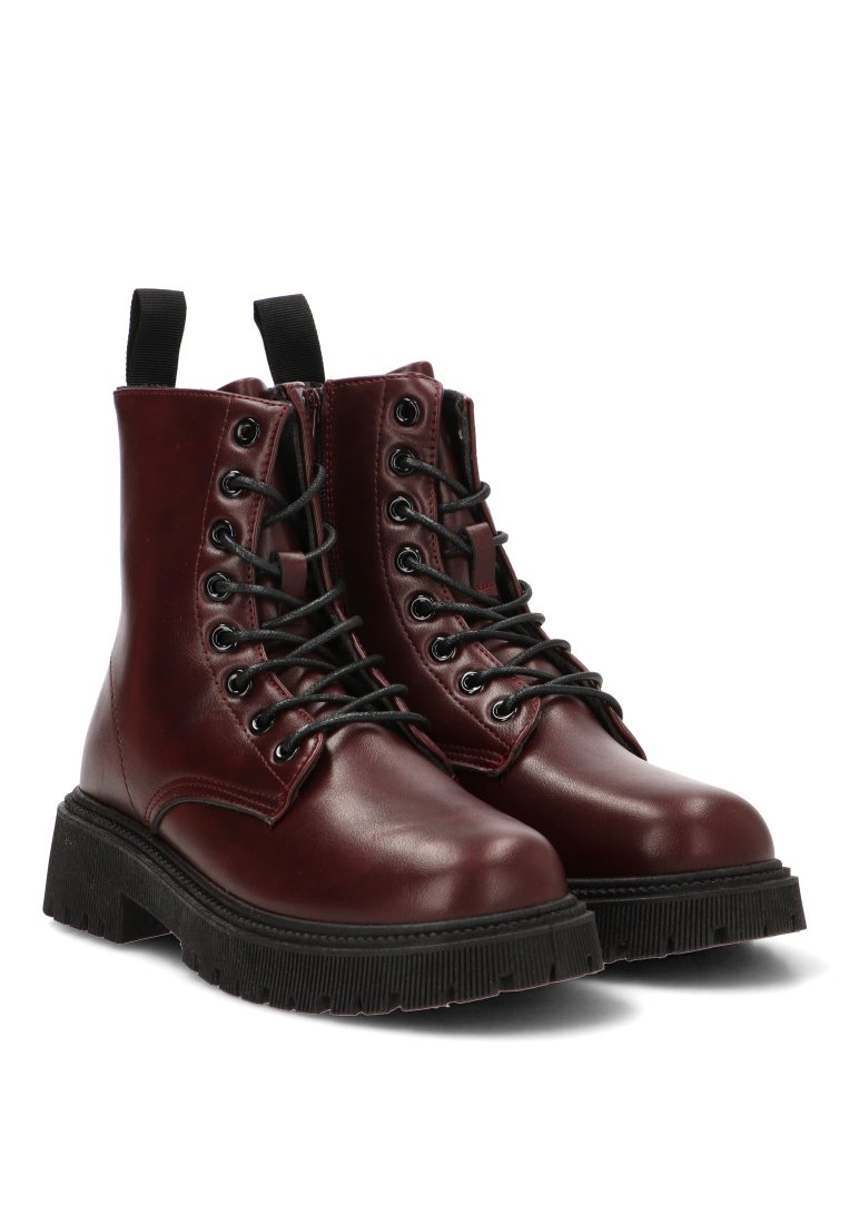 BOTIN MILITAR CREMALLERA 11049 ETIKA MUJER BURDEOS
