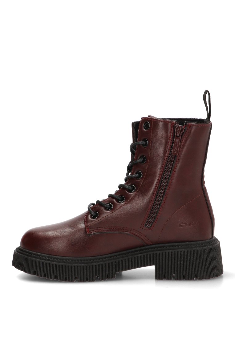 BOTIN MILITAR CREMALLERA 11049 ETIKA MUJER BURDEOS