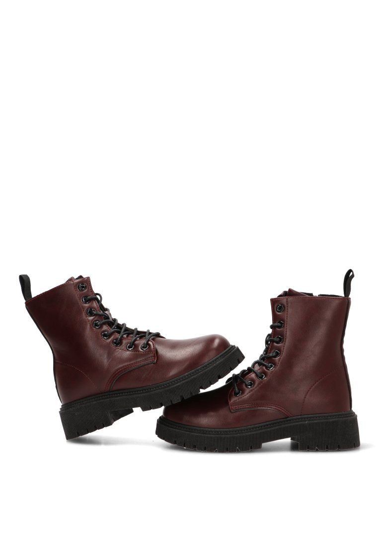 BOTIN MILITAR CREMALLERA 11049 ETIKA MUJER BURDEOS