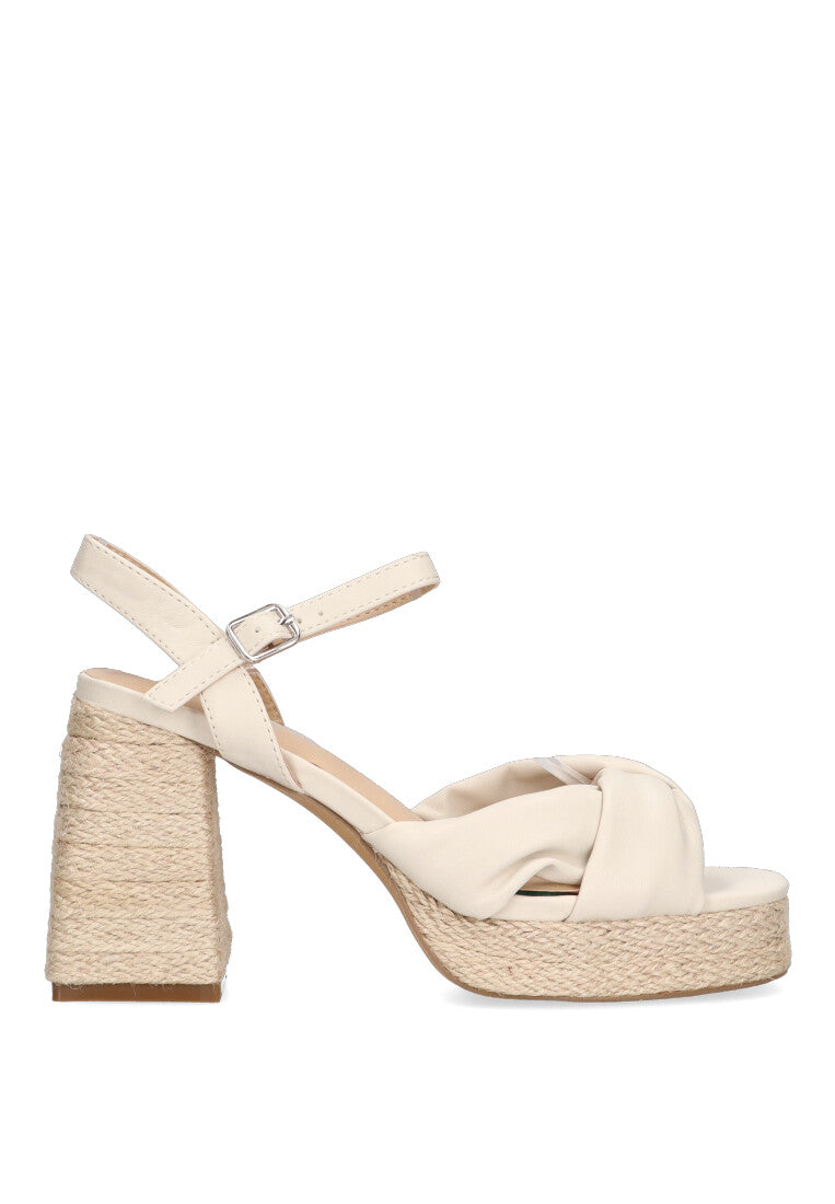 SANDALIA NUDO TACON RAFIA ETIKA 30008 TERESITAS, MUJER BEIGE