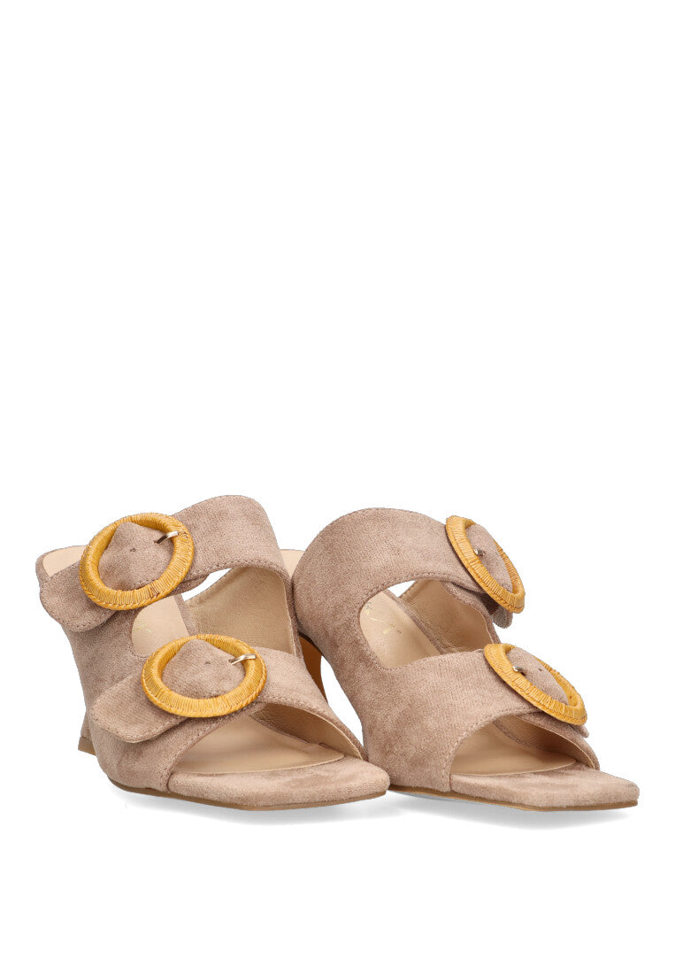 SANDALIA HEBILLA REDONDA ETIKA 90014 PI, MUJER BEIGE