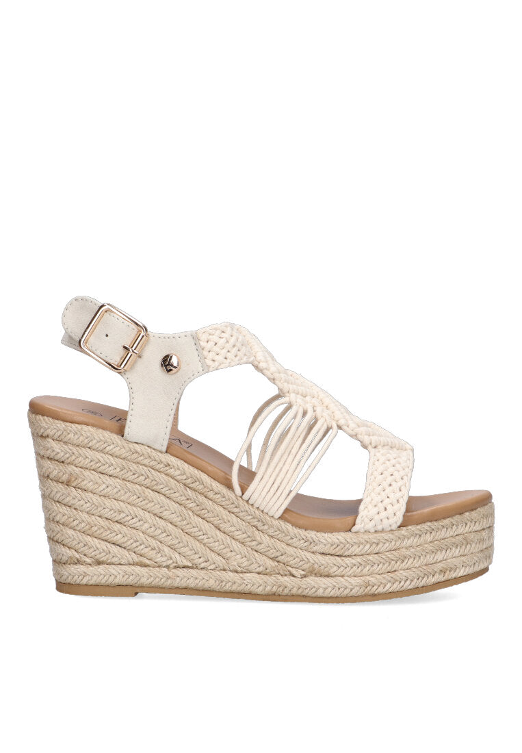 SANDALIA CUÑA CROCHE ETIKA 20026 CALALGA, MUJER BEIGE