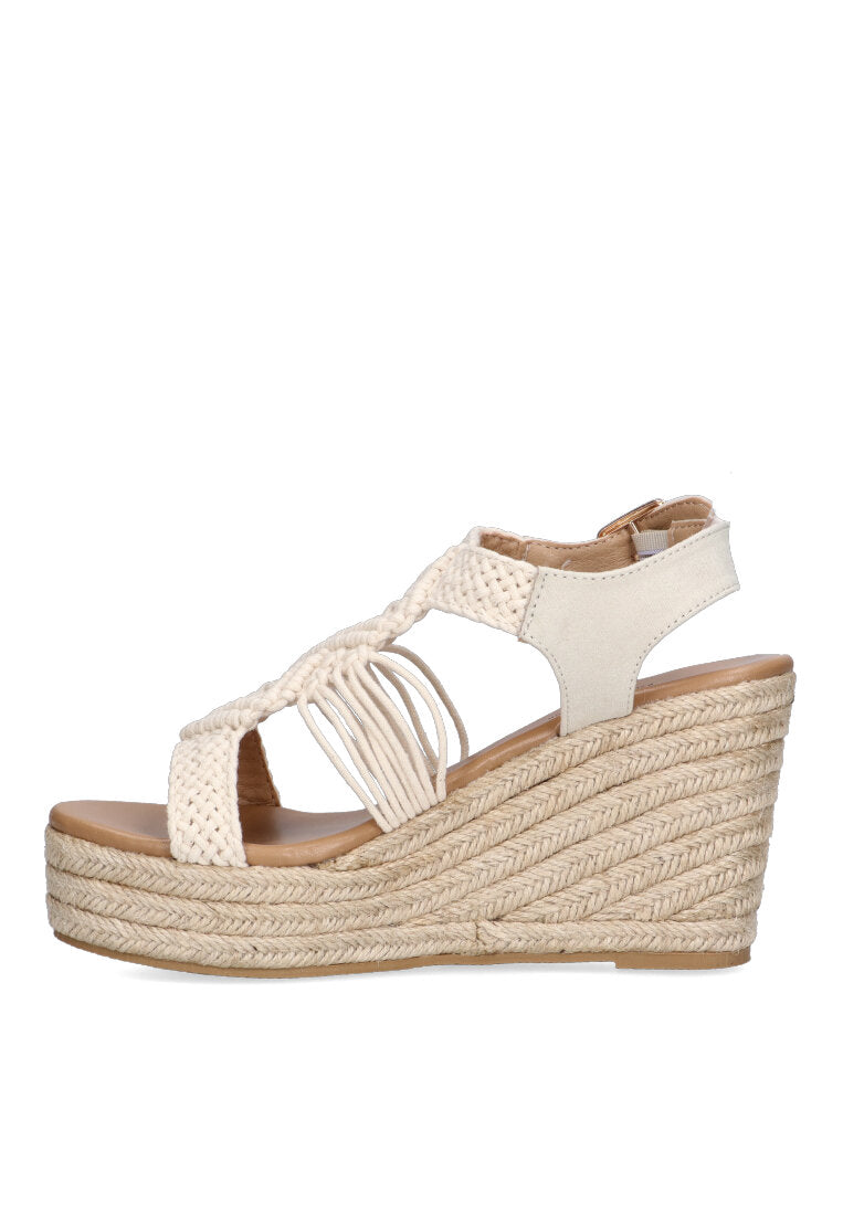 SANDALIA CUÑA CROCHE ETIKA 20026 CALALGA, MUJER BEIGE