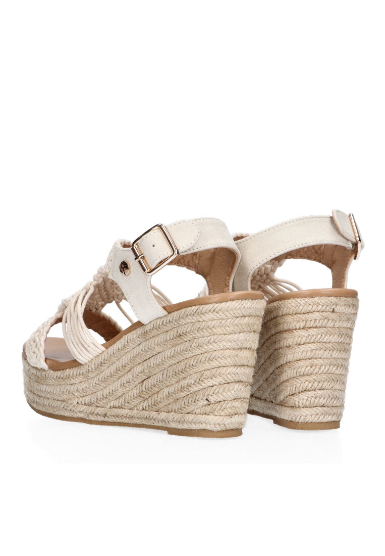 SANDALIA CUÑA CROCHE ETIKA 20026 CALALGA, MUJER BEIGE