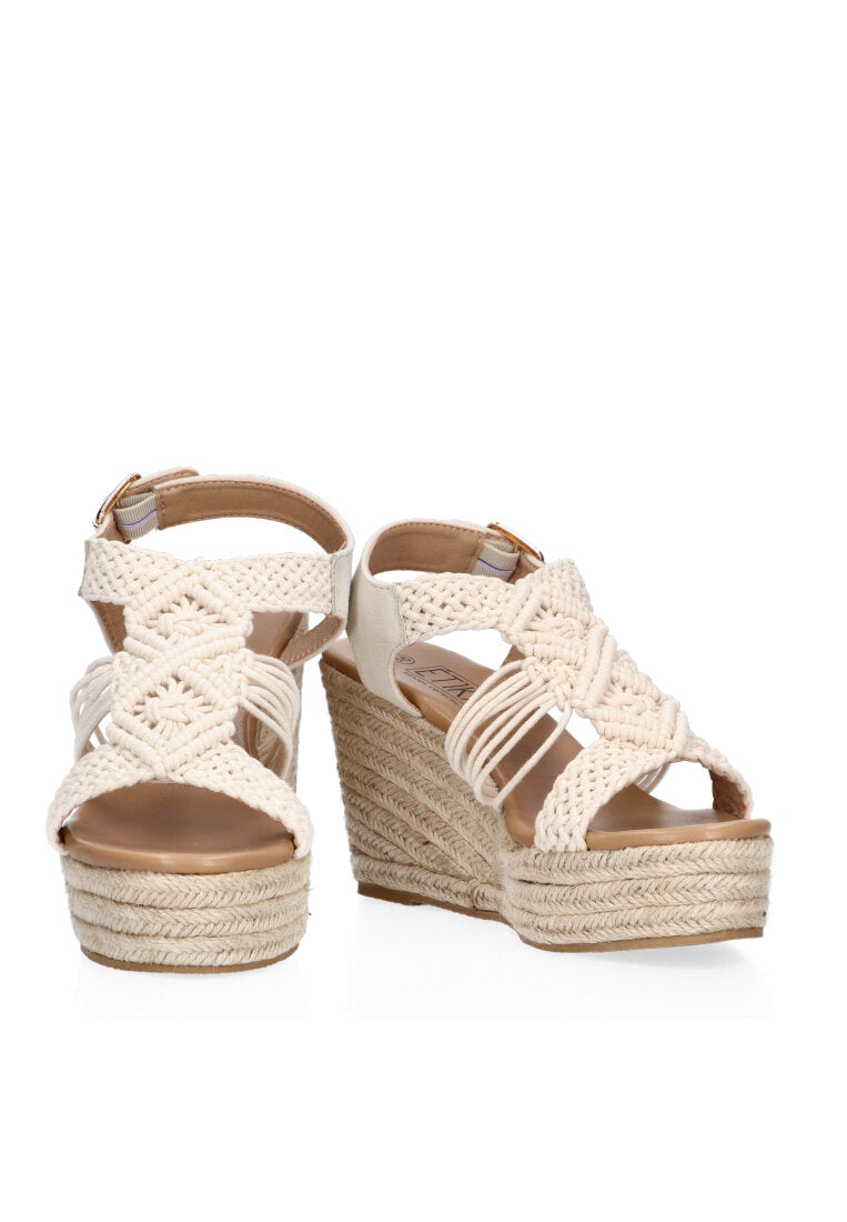 SANDALIA CUÑA CROCHE ETIKA 20026 CALALGA, MUJER BEIGE