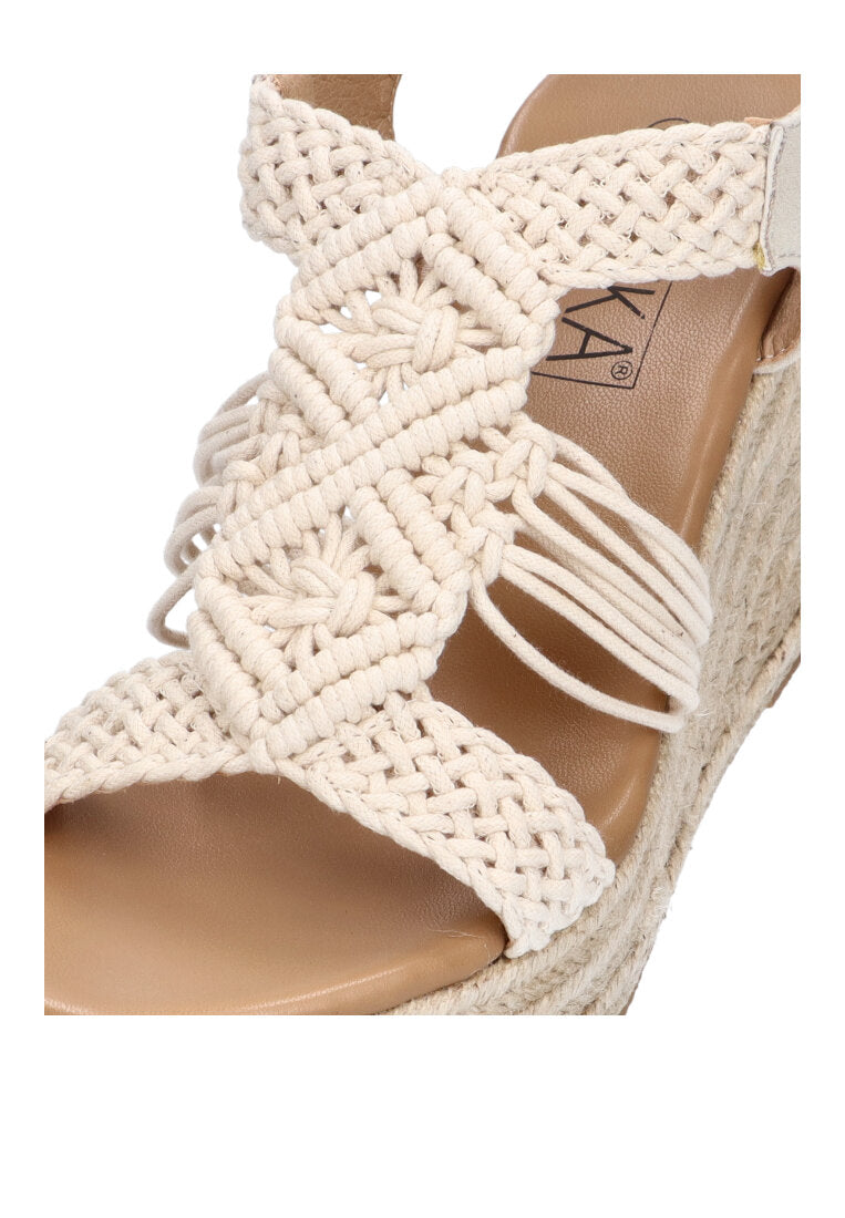 SANDALIA CUÑA CROCHE ETIKA 20026 CALALGA, MUJER BEIGE