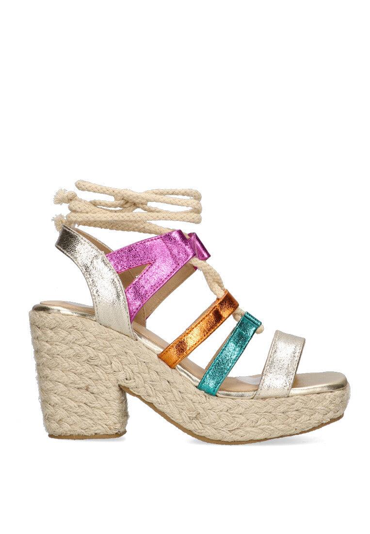 SANDALIA TIRAS BRILLO ETIKA 30001 LAS DORADAS, MUJER MULTI COLOR