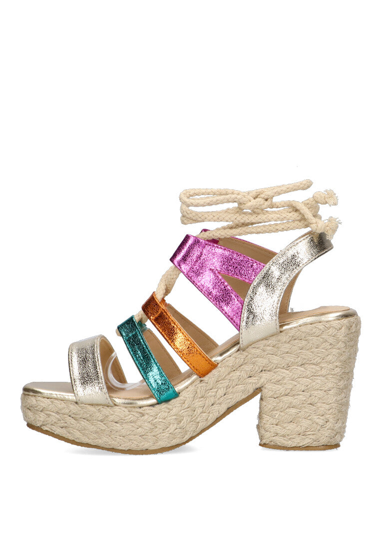 SANDALIA TIRAS BRILLO ETIKA 30001 LAS DORADAS, MUJER MULTI COLOR