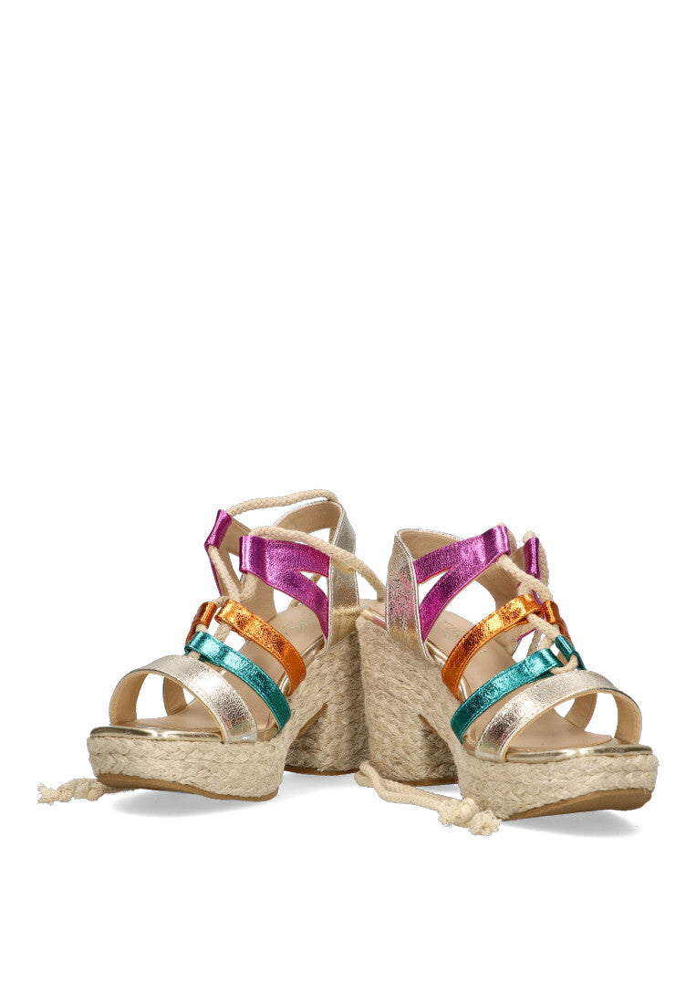 SANDALIA TIRAS BRILLO ETIKA 30001 LAS DORADAS, MUJER MULTI COLOR